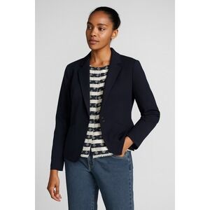 H&M‎ Navy Blue One Button Blazer Jacket Womens Size 8